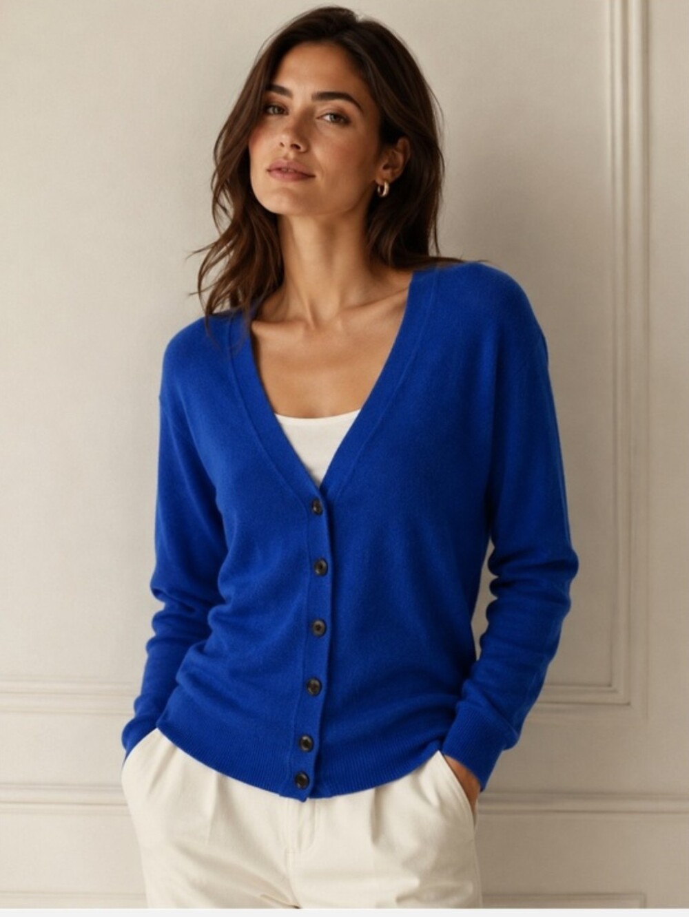 J.Crew Mercantile Cobalt Blue V-Neck Button Cardigan Sweater - Size Medium